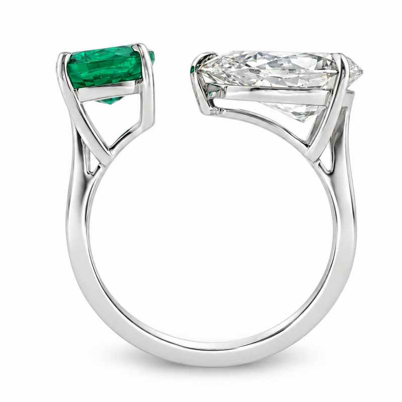 14K Gold Emerald & Diamond Ring, photo 8 of 10