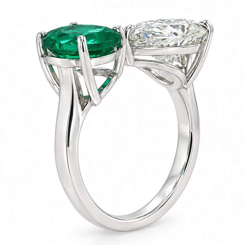 14K Gold Emerald & Diamond Ring, photo 9 of 10
