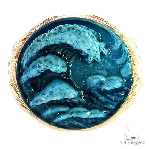 14K Gold Enamel Wave Ring, photo 2 of 6