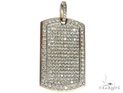 Engrave Your Text Diamond 14K Gold Dog Tag Charm Pendant 63092 - Image 1