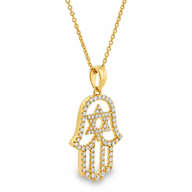 Eternal Faith Hamsa & David Star Pendant 71826
