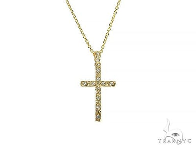 14K Gold Fancy Oval Round Cut Diamond Cross Set