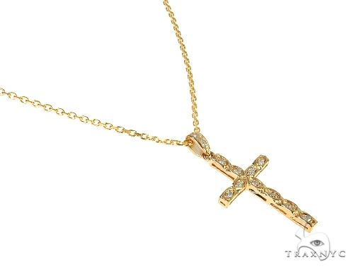 Fancy Oval Round Cut Diamond Cross Set 66285 - Image 2