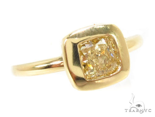Fancy Yellow Cushion Cut Diamond Ring 36638 - Image 1