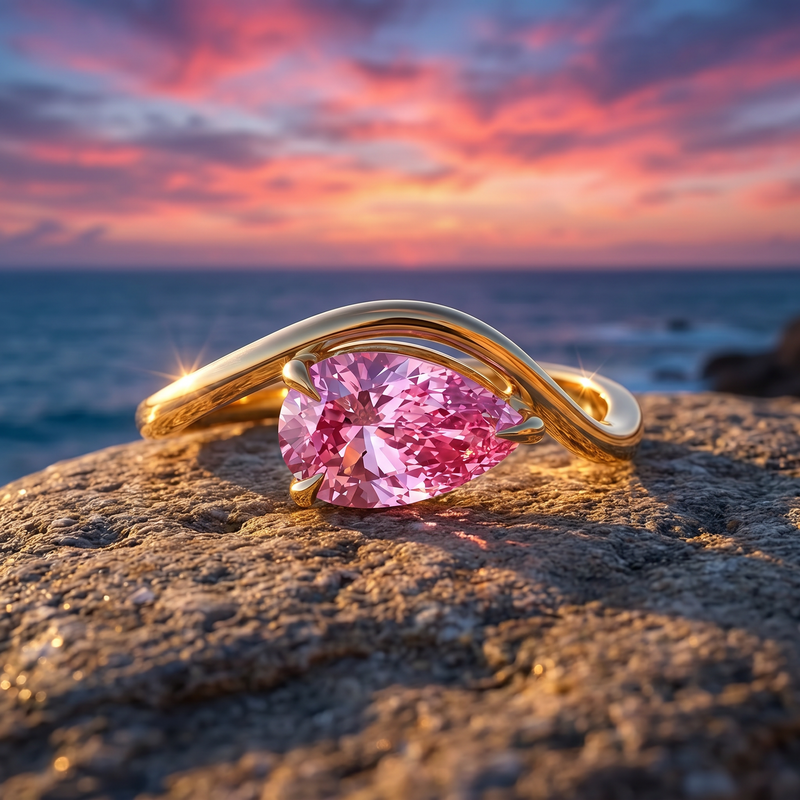 Fancy Color Pear Twist Diamond Ring 71542