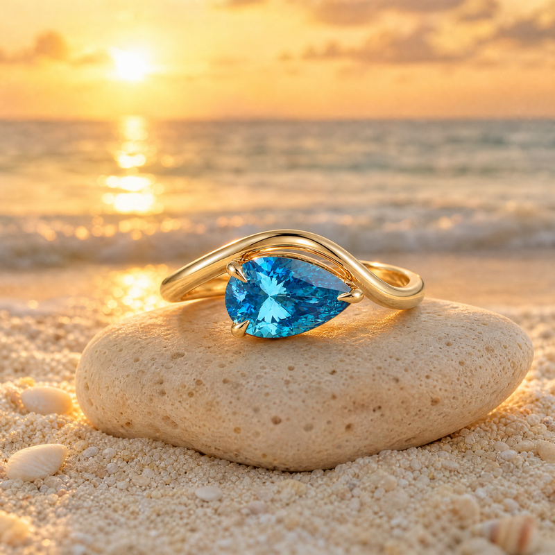 Fancy Color Pear Twist Diamond Ring 71542