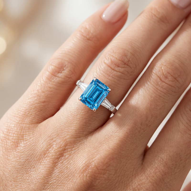 Fancy Vivid Blue Engagement Ring 71550