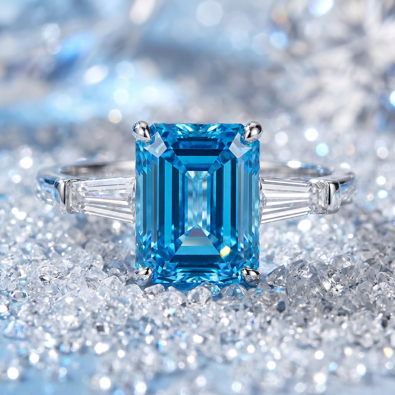 Fancy Vivid Blue Engagement Ring 71550