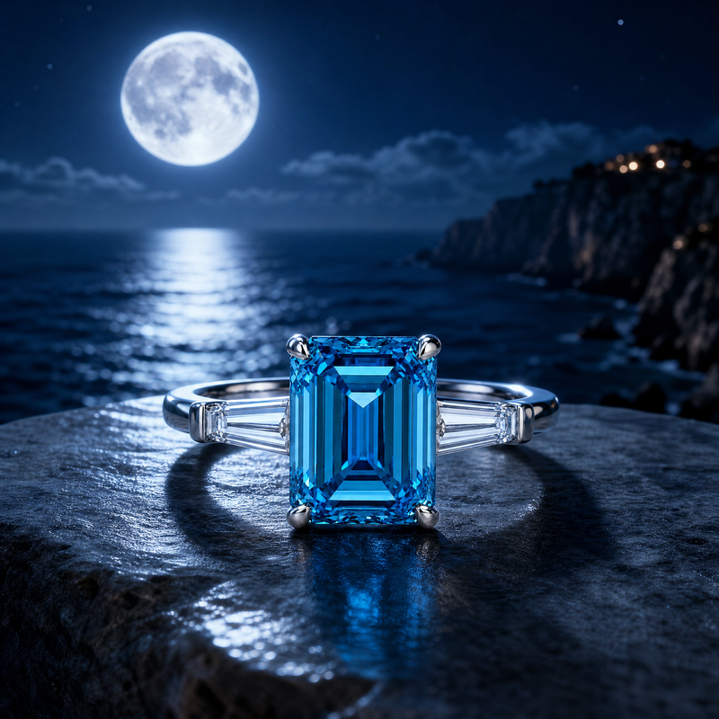 Fancy Vivid Blue Engagement Ring 71550