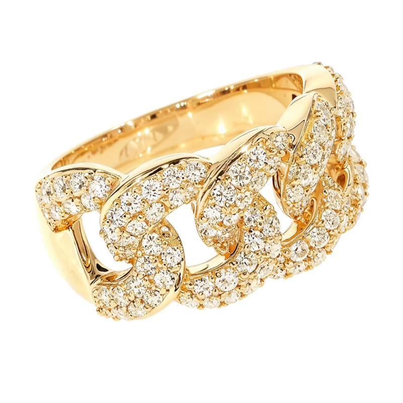 14K Gold Miami Cuban Link Diamond Ring 65851
