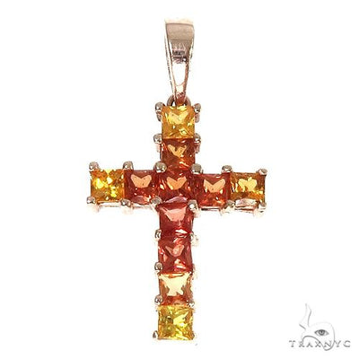 Fire Princess Cut Sapphire Cross 67087 - Image 1