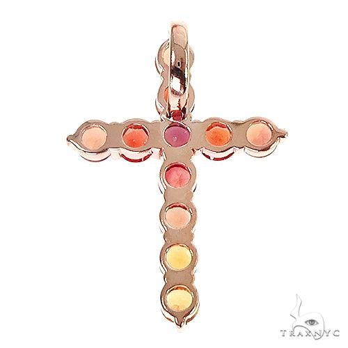 14K Gold Fire Sapphire Cross Pendant, photo 4 of 6