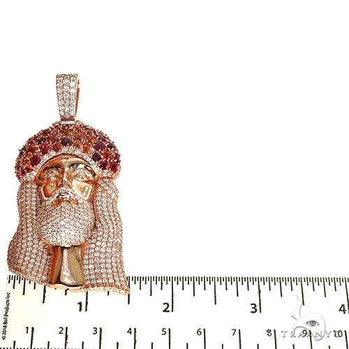 14K Gold Kindle Fire Jesus Sapphire Crown Diamond Pendant, photo 6 of 7