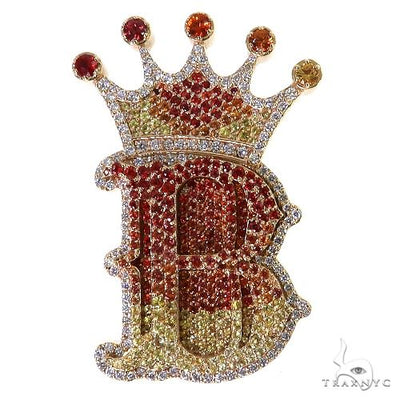 Fire Sapphire Initial Crown Pendant 69528 - Image 1