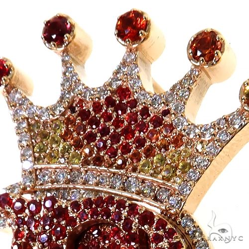 Fire Sapphire Initial Crown Pendant 69528 - Image 3