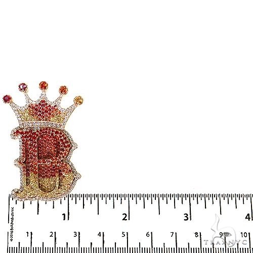 14K Gold Fire Sapphire Initial Crown Pendant, photo 5 of 7