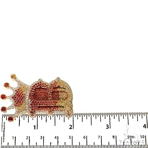 14K Gold Fire Sapphire Initial Crown Pendant, photo 6 of 7
