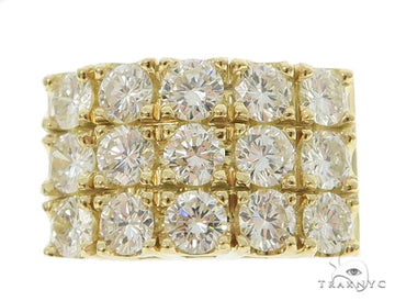 Men's diamond ring in 18k yellow gold with round-cut pave-set diamonds, front profile view
