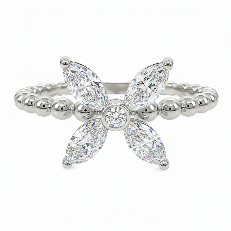 Floral Marquise Diamond Ring 71677
