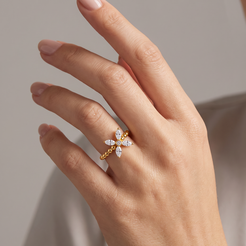 Floral Marquise Diamond Ring 71677