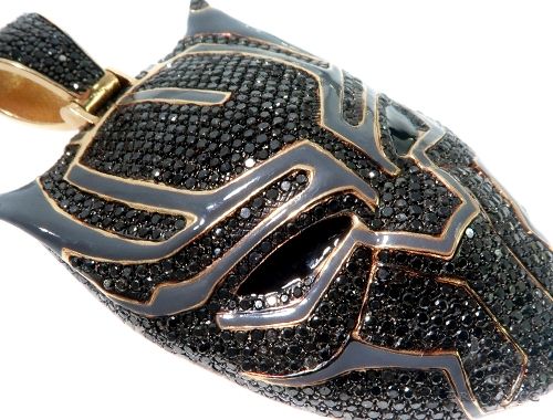 Flower Set Diamond Black Panther Mask Pendant 64373 - Image 5