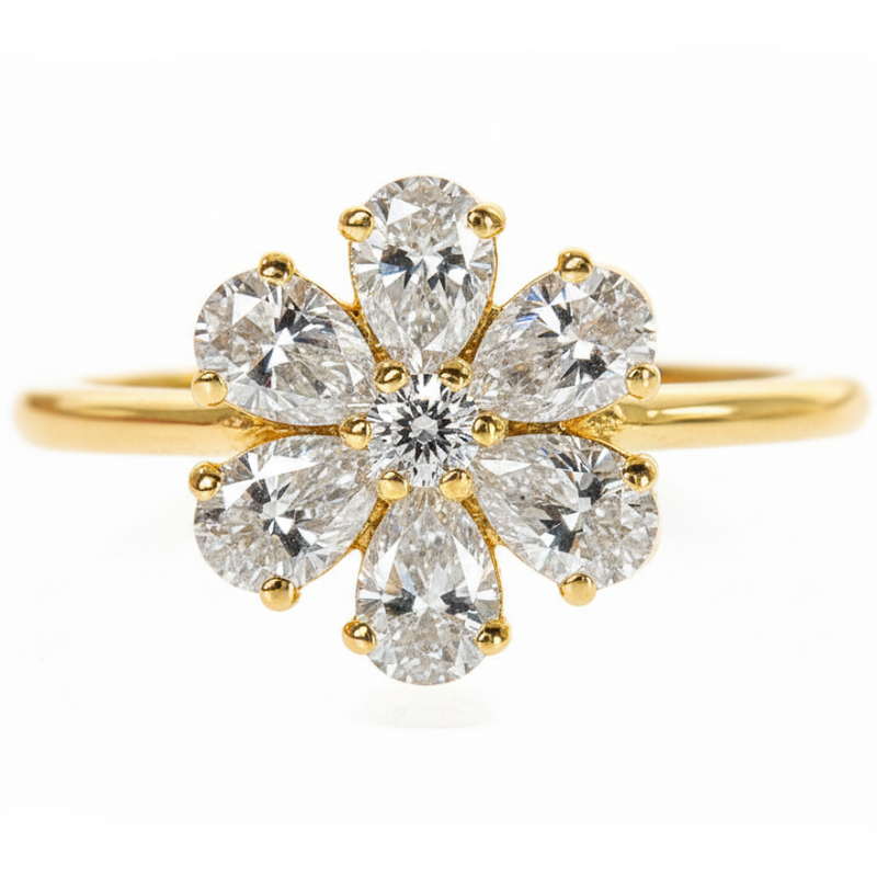 Flower Diamond Ring (Lab) 69789 | TraxNYC