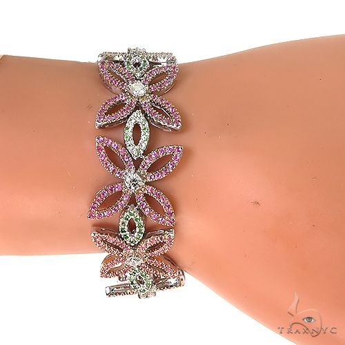 Flower Sapphire Diamond Bracelet 67077 - Image 6