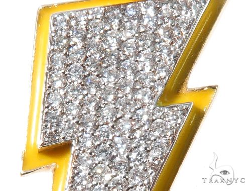 Flower Set Diamond Custom Lightning Bolt Pendant 64170 - Image 4