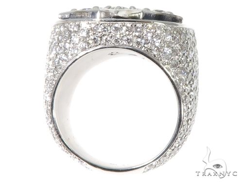 Platinum men's ring with Russian cut diamonds and blue sapphires in Star of David design