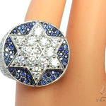 Flower Set Russian Cut Diamond Star of David Platinum Ring 64169 - Image 12