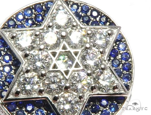 Flower Set Russian Cut Diamond Star of David Platinum Ring 64169 - Image 3