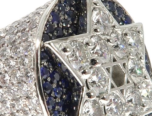 Flower Set Russian Cut Diamond Star of David Platinum Ring 64169 - Image 5