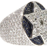 Flower Set Russian Cut Diamond Star of David Platinum Ring 64169 - Image 6