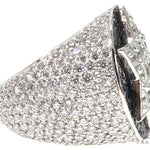 Flower Set Russian Cut Diamond Star of David Platinum Ring 64169 - Image 7