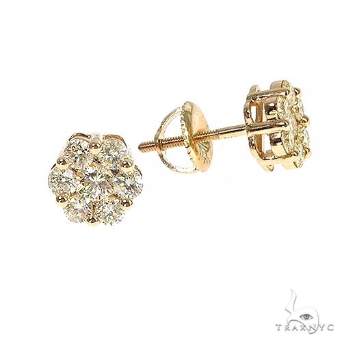 14K Gold Flower Diamond Earrings, photo 2 of 7