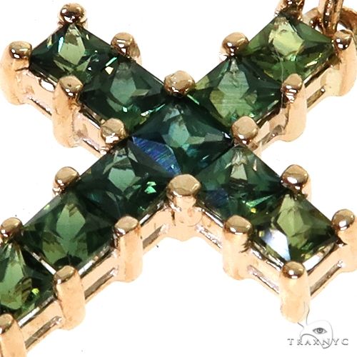 14K Gold Forest Green Princess Cut Cross, photo 3 of 6
