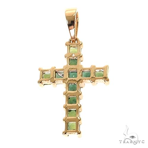 14K Gold Forest Green Princess Cut Cross, photo 4 of 6