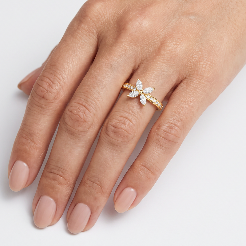 Four Marquise Floral Diamond Ring 71676