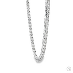 Sterling silver 3.8mm solid Franco chain with tightly woven links, sleek finish.