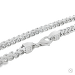5mm solid silver Franco chain necklace with lobster clasp and polished finish.