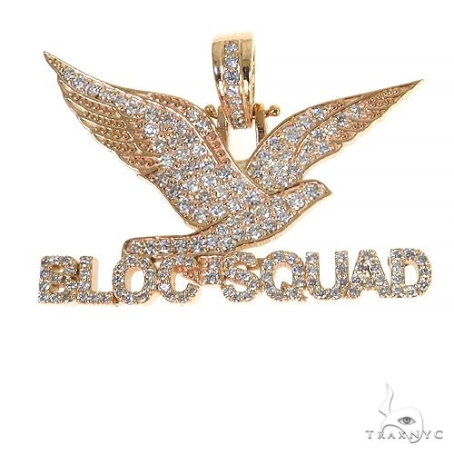 Men's diamond bird charm pendant in 14k gold – front-facing view showing full silhouette and diamond setting