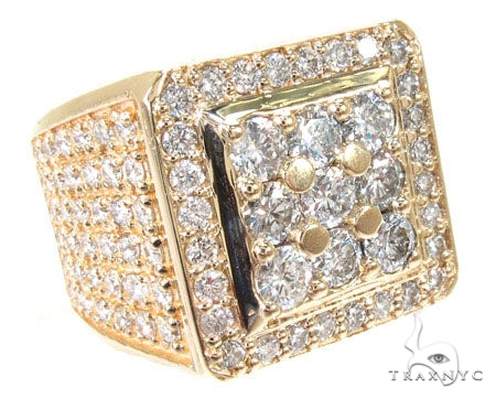 14K yellow gold Freeze Premiere ring with square diamond cluster and diamond-encrusted band