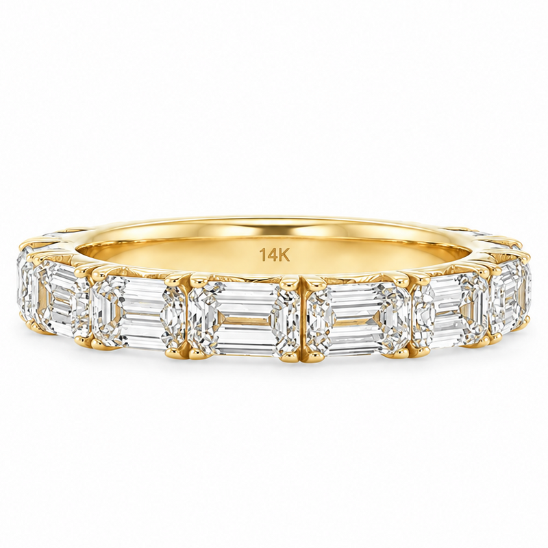 French Pavé Emerald Cut Band 71833