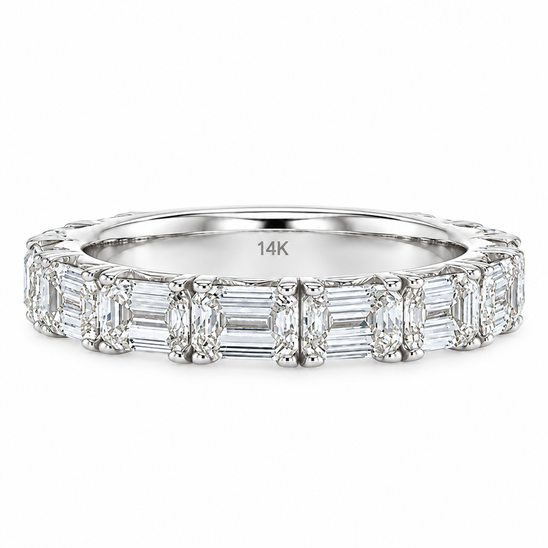 French Pavé Emerald Cut Band 71833