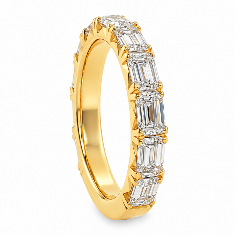 French Pavé Emerald Cut Band 71833