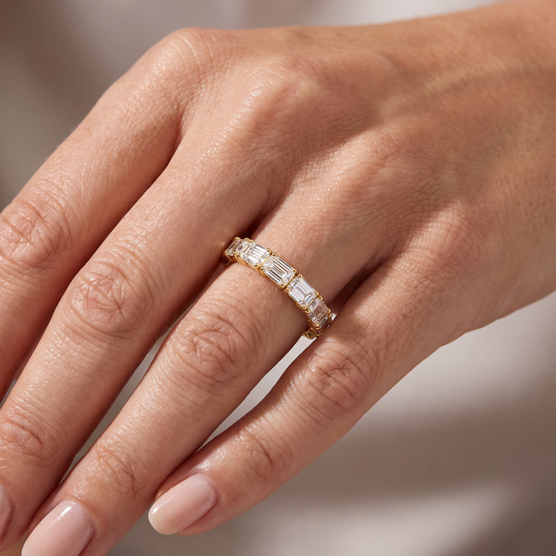 French Pavé Emerald Cut Band 71833
