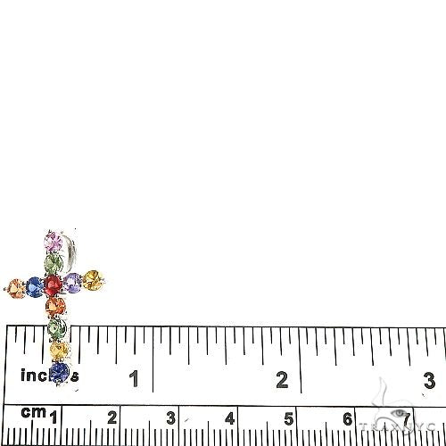 14K Gold Fruit Loop Sapphire Cross Pendant, view 5