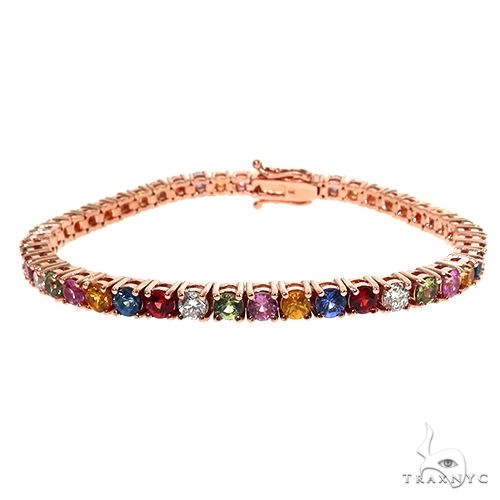 Fruit Loop Sapphire Diamond Tennis Chain Bracelet 67575 - Image 1