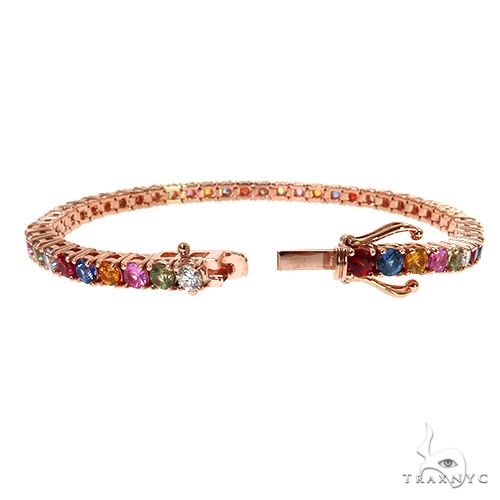 Fruit Loop Sapphire Diamond Tennis Chain Bracelet 67575 - Image 2