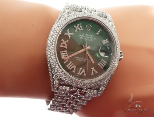 Full Diamond 41mm Date Just Rolex Watch 64055 - Image 8